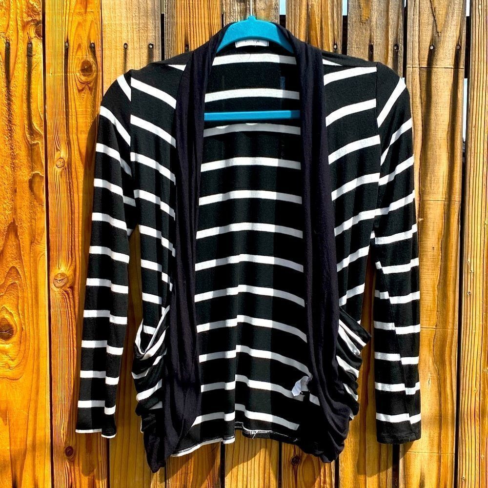 Teenbell Striped Open Front Cardigan Black and White Size XS